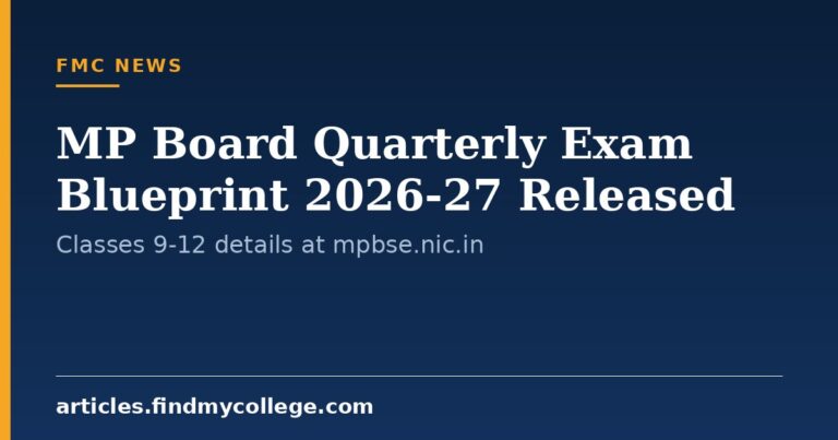 MP Board Quarterly Exam Blueprint 2026-27 Released: Classes 9-12 details at mpbse.nic.in