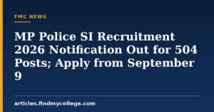 MP Police SI Recruitment 2026 Notification Out for 504 Posts; Apply from September 9