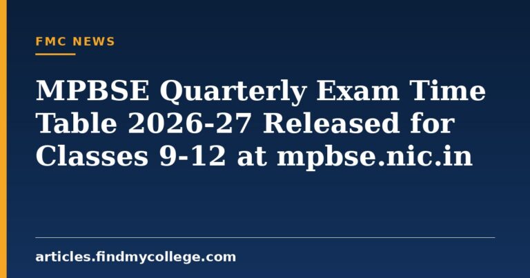 MPBSE Quarterly Exam Time Table 2026-27 Released for Classes 9-12 at mpbse.nic.in