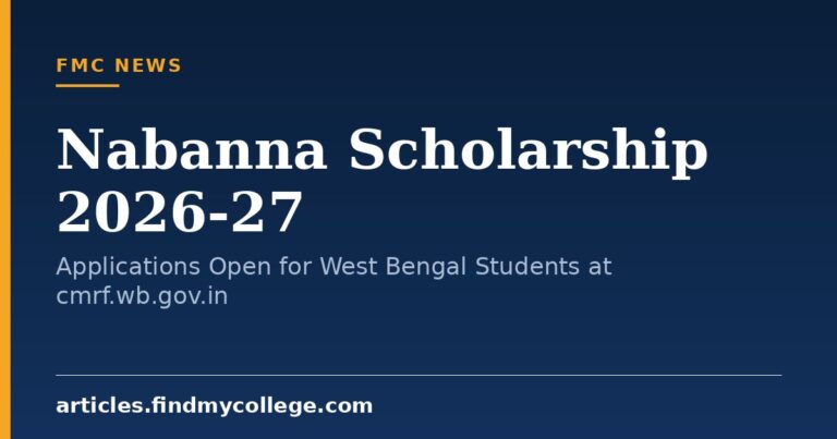 Nabanna Scholarship 2026-27: Applications Open for West Bengal Students at cmrf.wb.gov.in