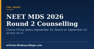 NEET MDS 2026 Round 2 Counselling: Choice Filling Opens September 16, Result on September 23 at mcc.nic.in