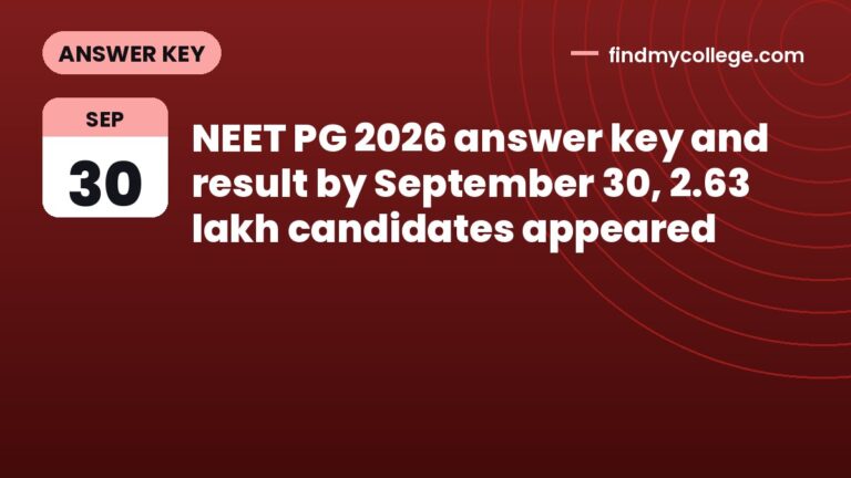NEET PG 2026 answer key and result by September 30, 2.63 lakh candidates appeared