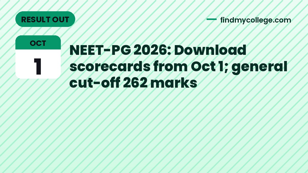 NEET-PG 2026: Download scorecards from Oct 1; general cut-off 262 marks