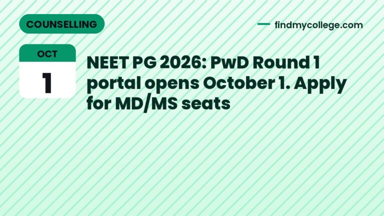 NEET PG 2026: PwD Round 1 portal opens October 1. Apply for MD/MS seats
