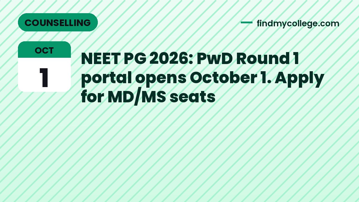 NEET PG 2026: PwD Round 1 portal opens October 1. Apply for MD/MS seats