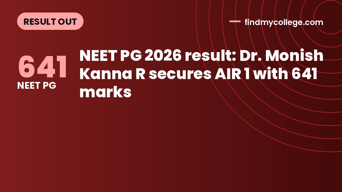 NEET PG 2026 result: Dr. Monish Kanna R secures AIR 1 with 641 marks