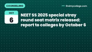 NEET SS 2025 special stray round seat matrix released: report to colleges by October 6