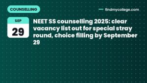NEET SS counselling 2025: clear vacancy list out for special stray round, choice filling by September 29