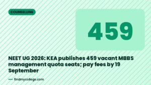 NEET UG 2026: KEA publishes 459 vacant MBBS management quota seats; pay fees by 19 September