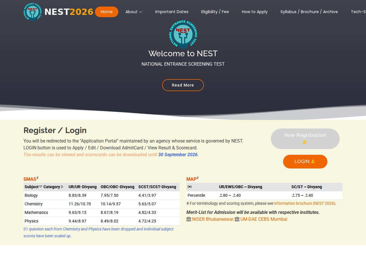 nestexam.in homepage