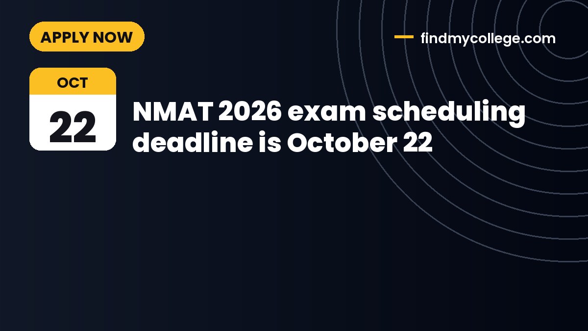 NMAT 2026 exam scheduling deadline is October 22