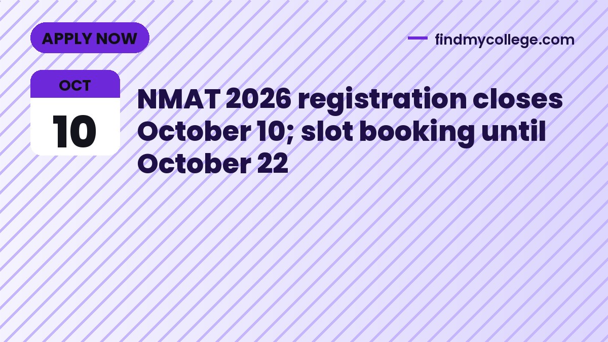 NMAT 2026 registration closes October 10; slot booking until October 22