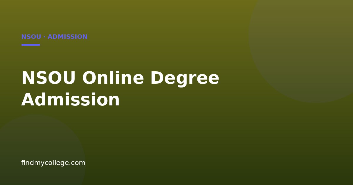 NSOU Online Degree Admission