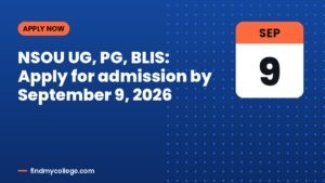 NSOU UG, PG, BLIS: Apply for admission by September 9, 2026