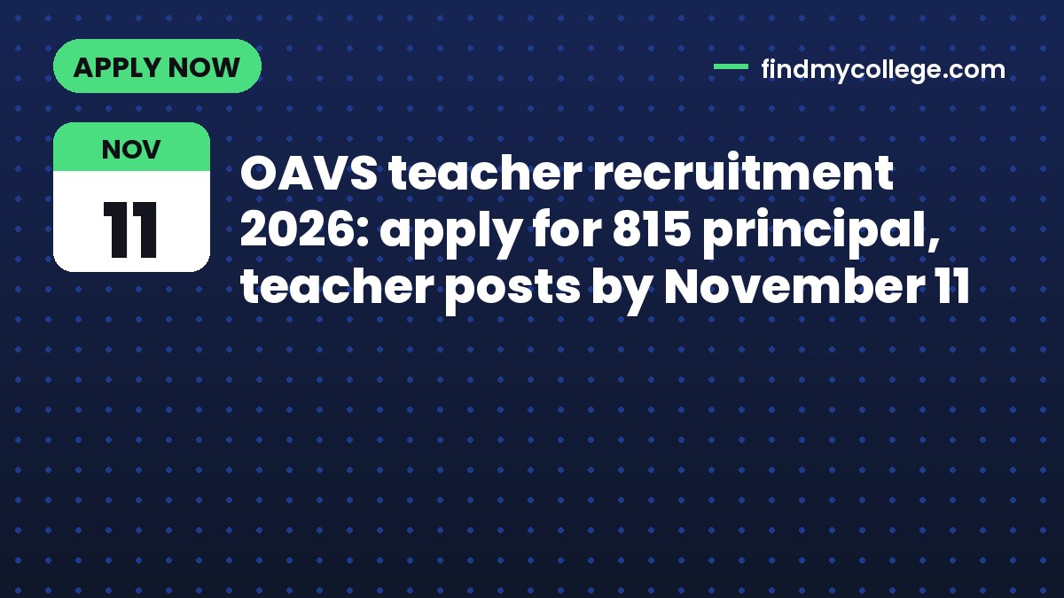 OAVS teacher recruitment 2026: apply for 815 principal, teacher posts by November 11