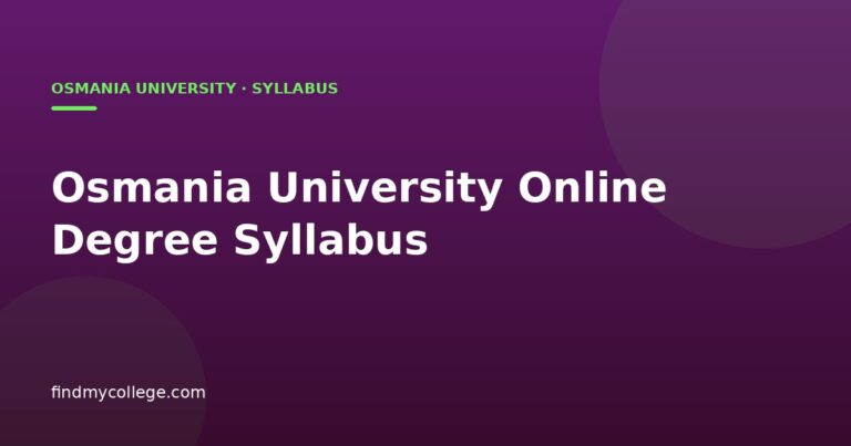 Osmania University Online Degree Syllabus