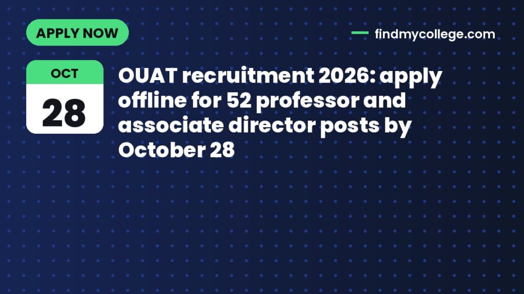 OUAT recruitment 2026: apply offline for 52 professor and associate director posts by October 28