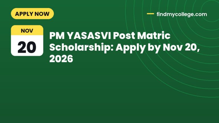 PM YASASVI Post Matric Scholarship: Apply by Nov 20, 2026