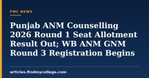 Punjab ANM Counselling 2026 Round 1 Seat Allotment Result Out; WB ANM GNM Round 3 Registration Begins