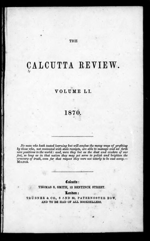 Calcutta Review (1870), Volume 51, Issue 101-102.djvu