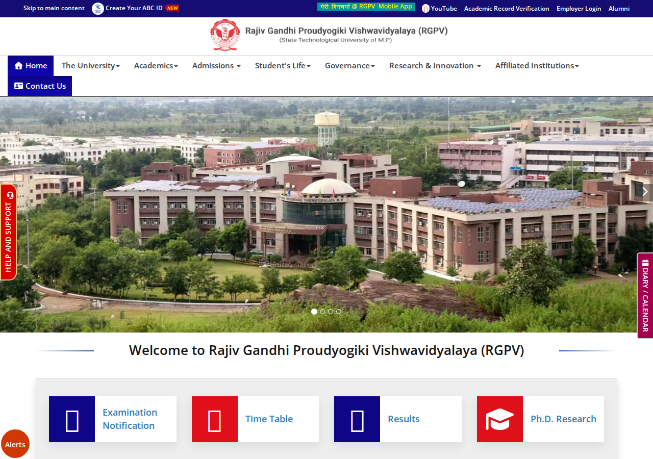 rgpv.ac.in homepage