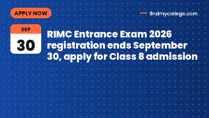 RIMC Entrance Exam 2026 registration ends September 30, apply for Class 8 admission