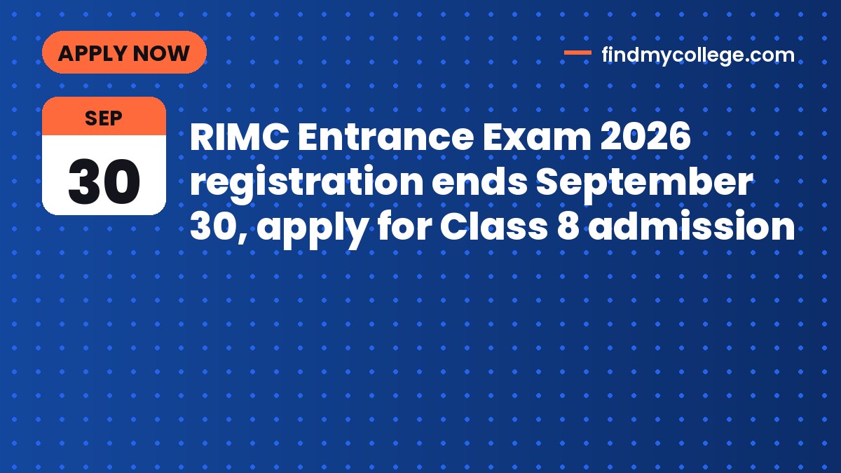 RIMC Entrance Exam 2026 registration ends September 30, apply for Class 8 admission