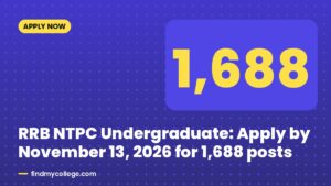 RRB NTPC Undergraduate: Apply by November 13, 2026 for 1,688 posts