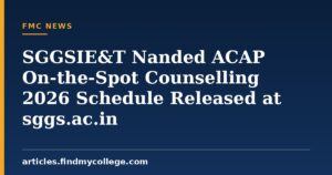 SGGSIE&T Nanded ACAP On-the-Spot Counselling 2026 Schedule Released at sggs.ac.in