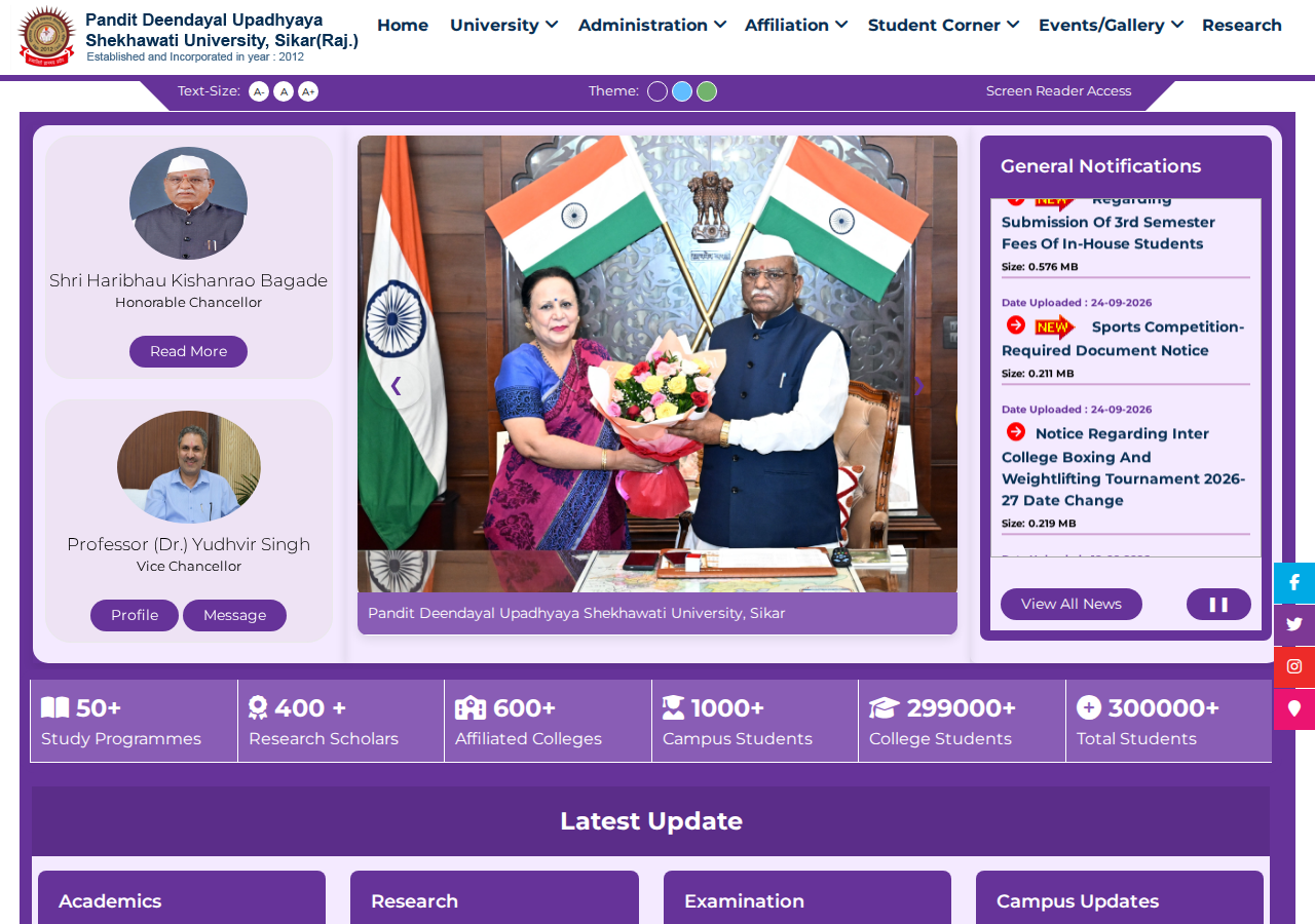 shekhauni.ac.in homepage