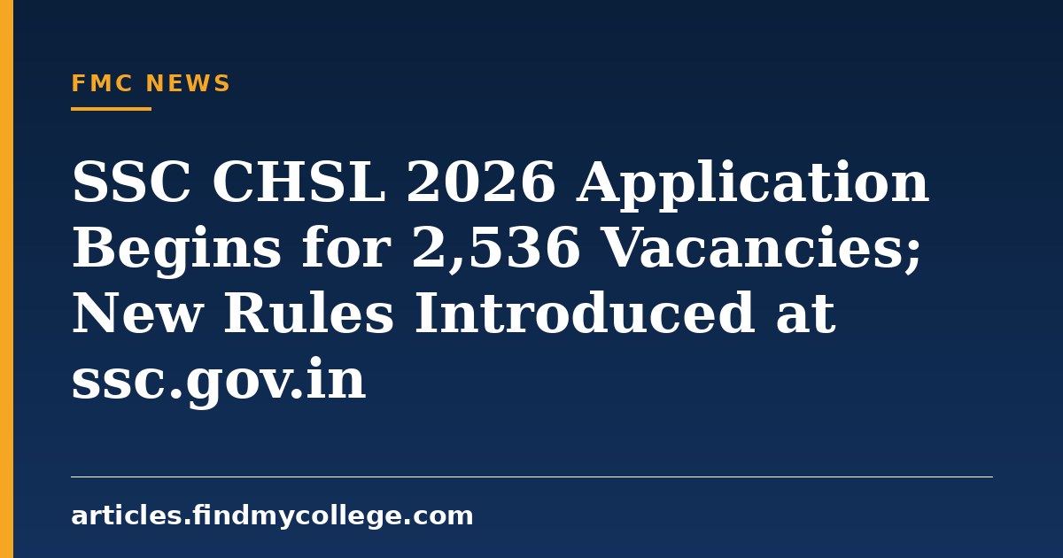 SSC CHSL 2026 Application Begins for 2,536 Vacancies; New Rules Introduced at ssc.gov.in