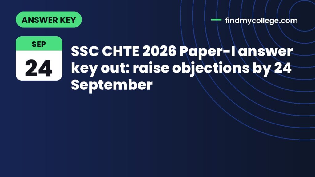 SSC CHTE 2026 Paper-I answer key out: raise objections by 24 September