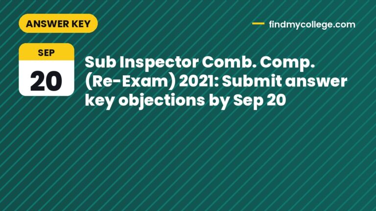 Sub Inspector Comb. Comp. (Re-Exam) 2021: Submit answer key objections by Sep 20