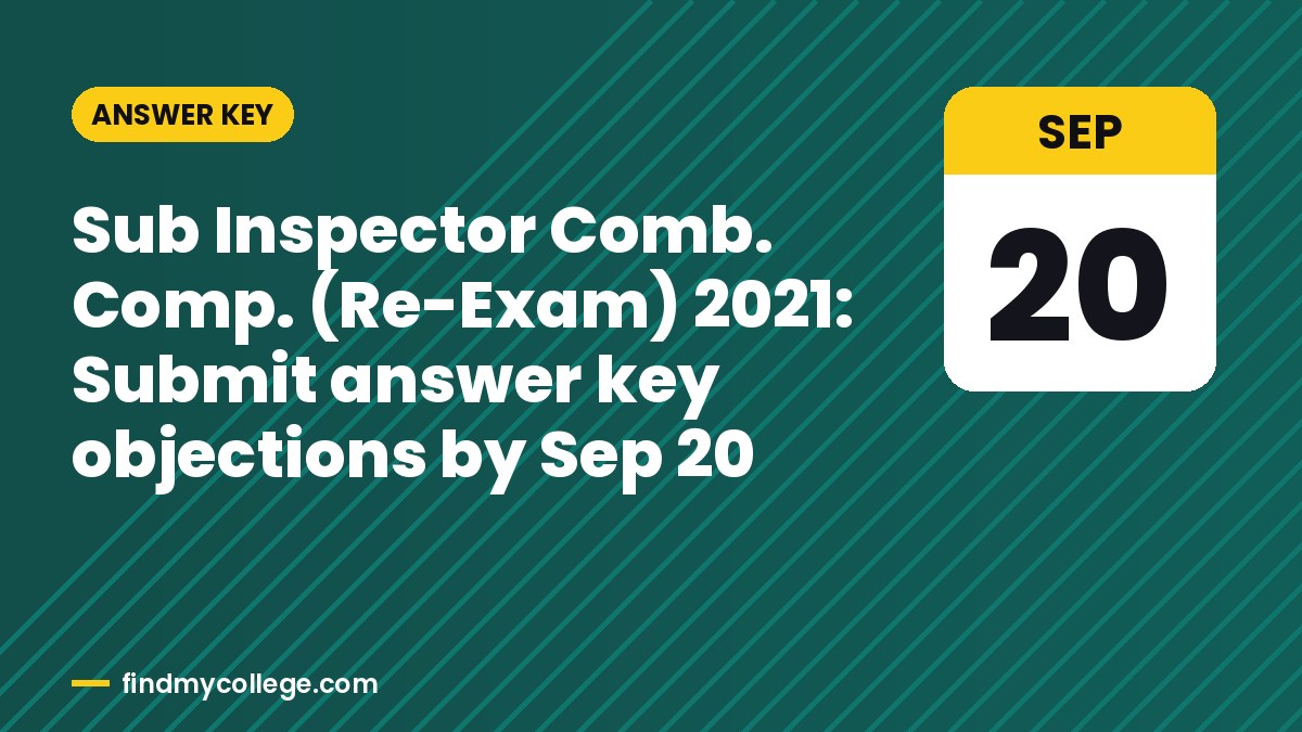 Sub Inspector Comb. Comp. (Re-Exam) 2021: Submit answer key objections by Sep 20