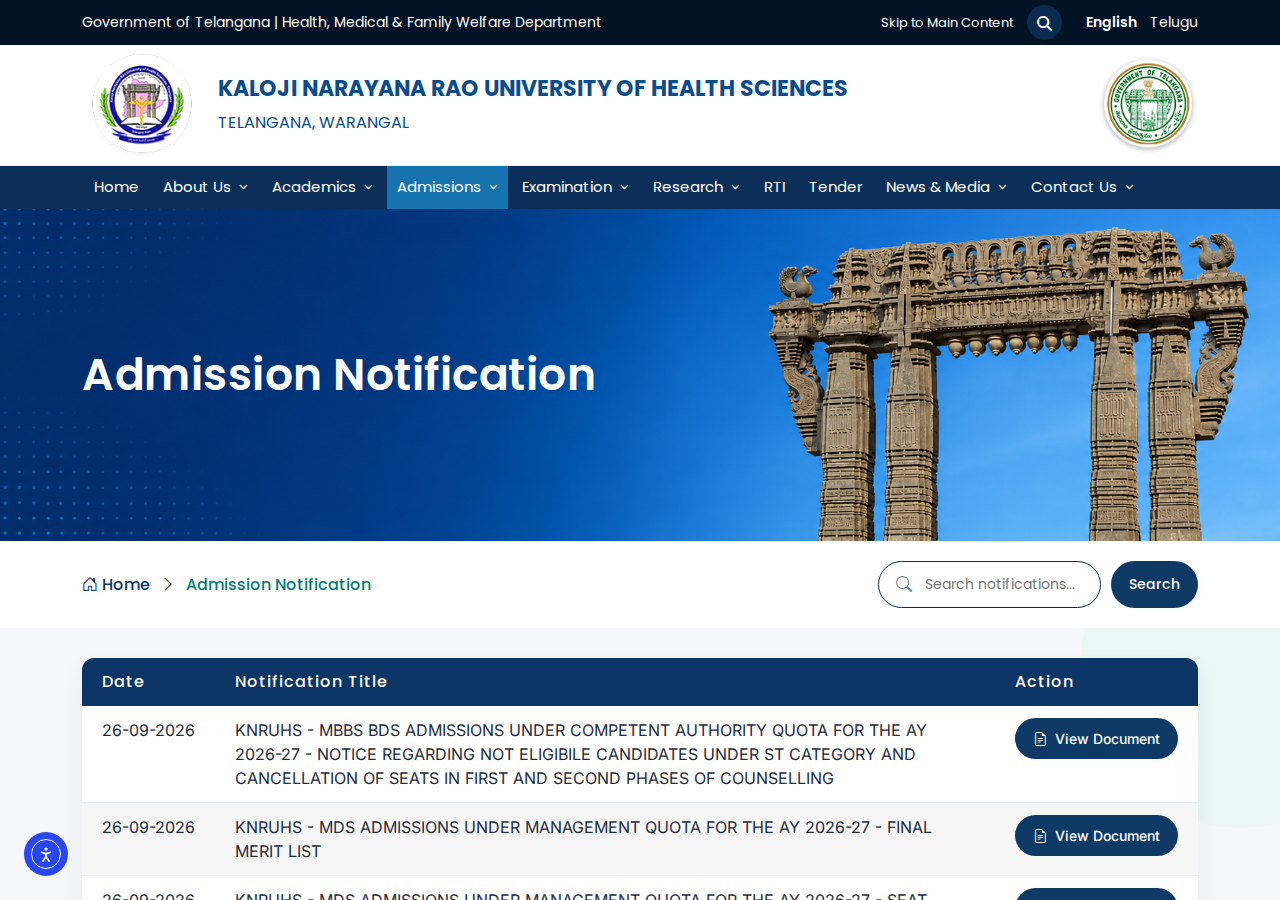 Official notification screenshot