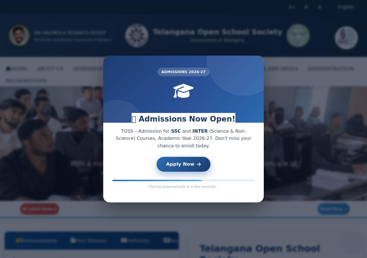 telanganaopenschool.org homepage