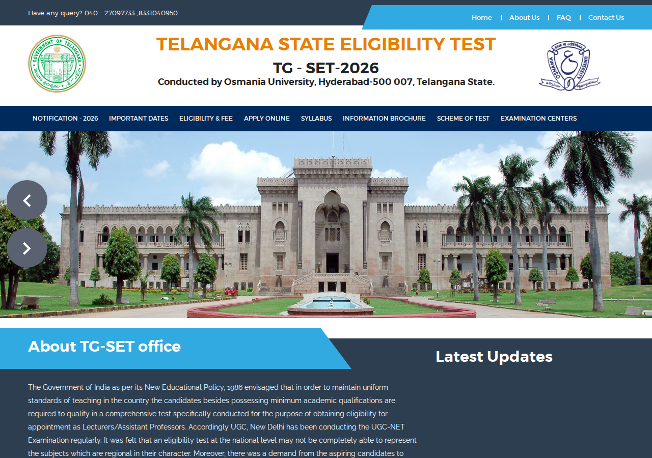 telanganaset.org homepage