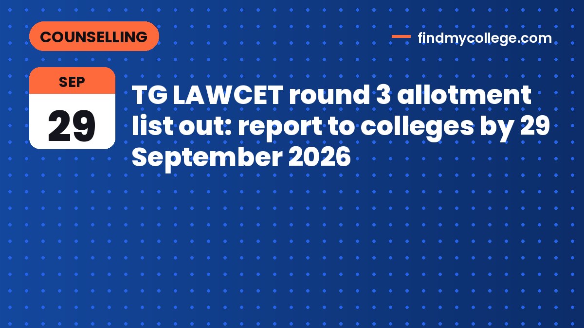 TG LAWCET round 3 allotment list out: report to colleges by 29 September 2026