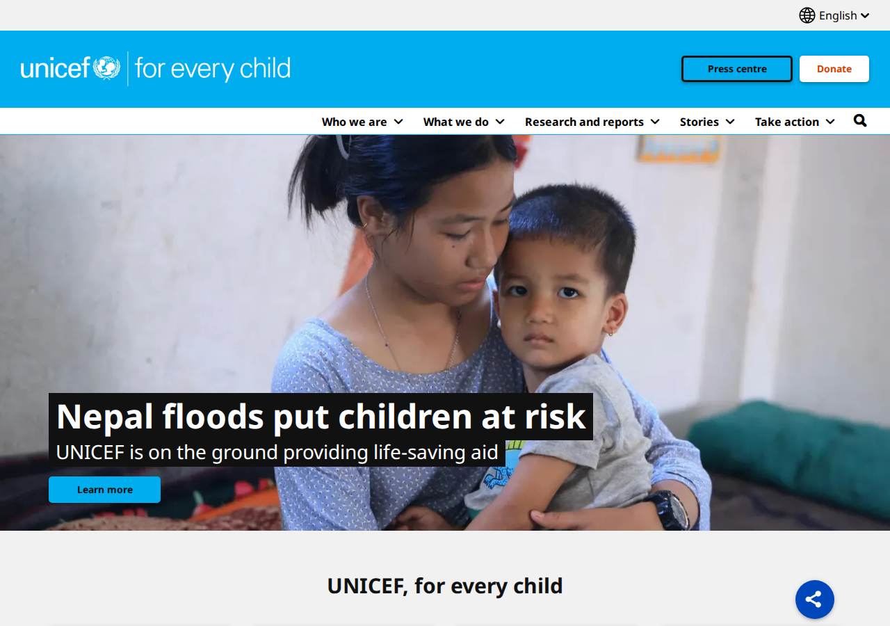 unicef.org homepage