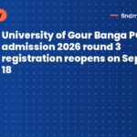 University of Gour Banga PG admission 2026 round 3 registration reopens on September 18