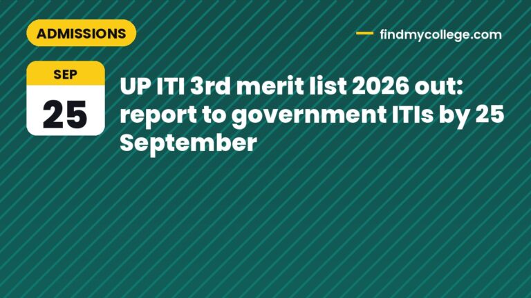 UP ITI 3rd merit list 2026 out: report to government ITIs by 25 September