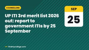 UP ITI 3rd merit list 2026 out: report to government ITIs by 25 September