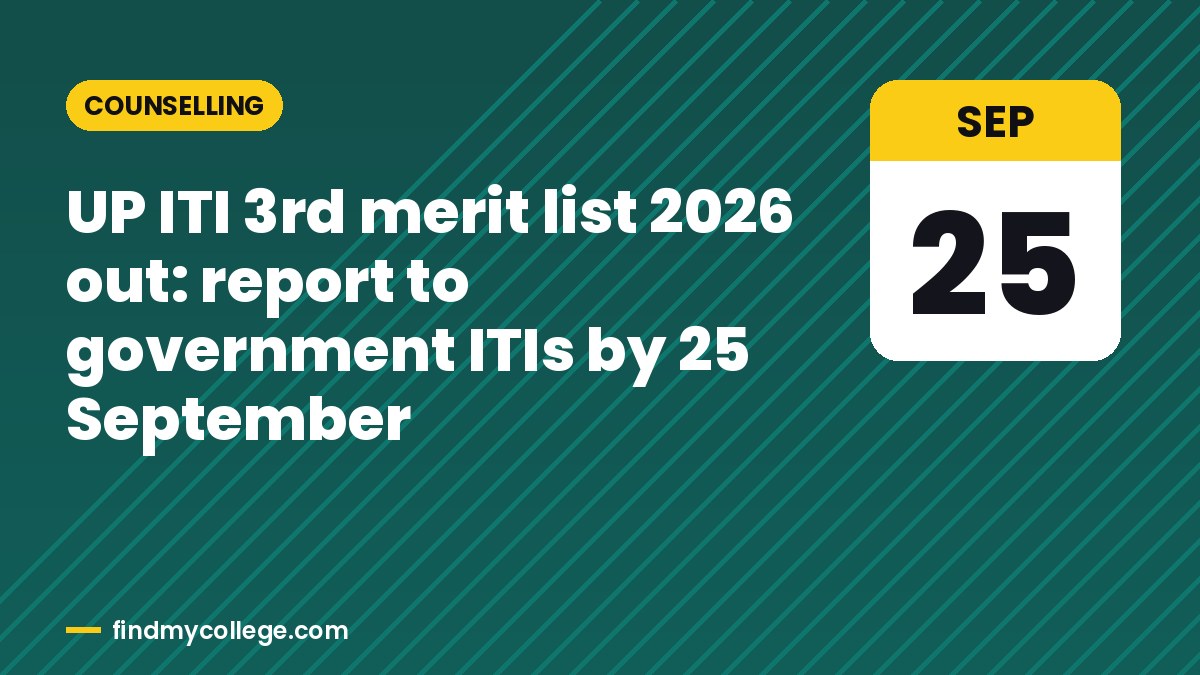 UP ITI 3rd merit list 2026 out: report to government ITIs by 25 September