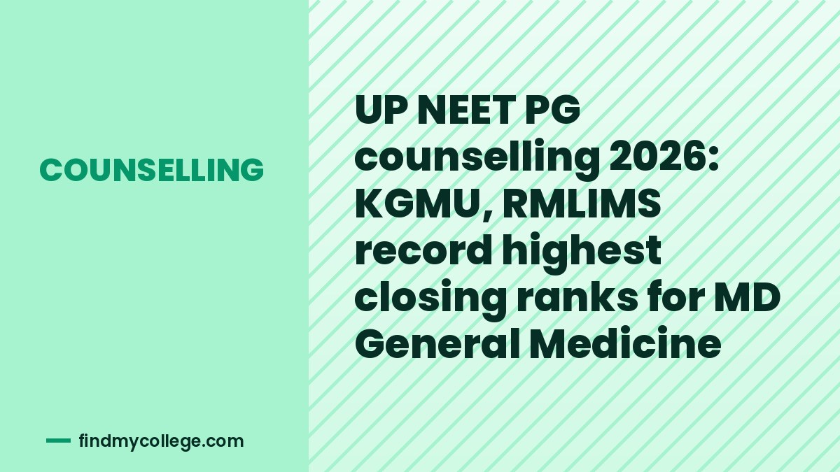 UP NEET PG counselling 2026: KGMU, RMLIMS record highest closing ranks for MD General Medicine