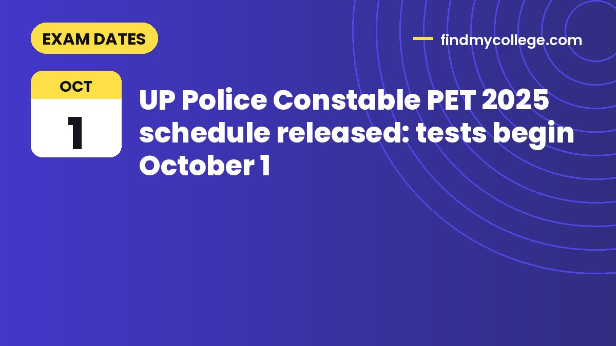 UP Police Constable PET 2025 schedule released: tests begin October 1