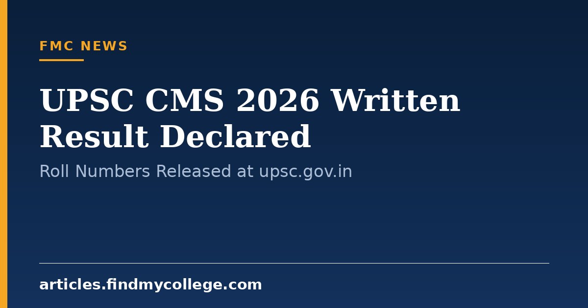 UPSC CMS 2026 Written Result Declared: Roll Numbers Released at upsc.gov.in