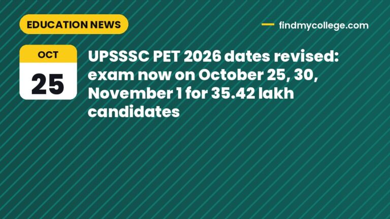 UPSSSC PET 2026 dates revised: exam now on October 25, 30, November 1 for 35.42 lakh candidates
