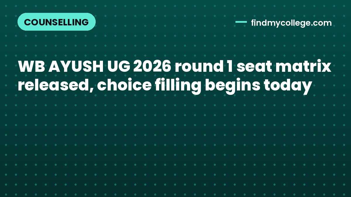WB AYUSH UG 2026 round 1 seat matrix released, choice filling begins today