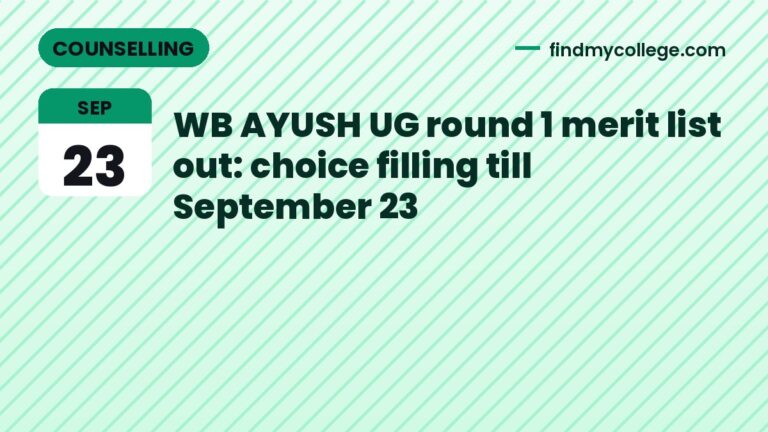WB AYUSH UG round 1 merit list out: choice filling till September 23