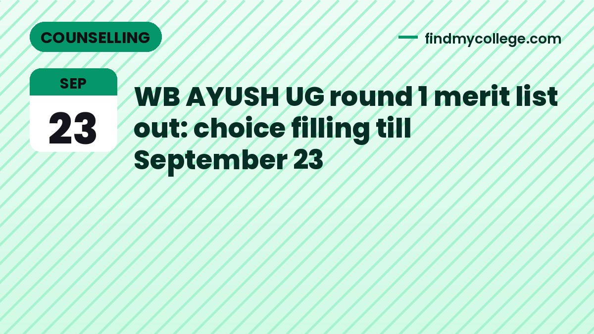 WB AYUSH UG round 1 merit list out: choice filling till September 23